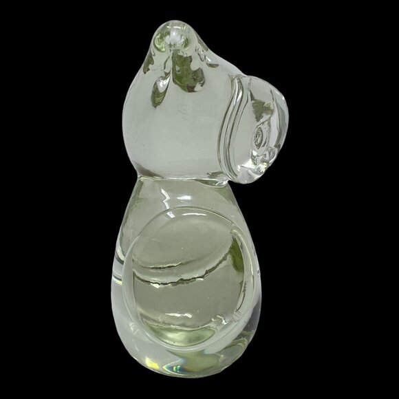 Kitschy Hand-Blown Clear Glass Owl Paperweight Figurine Darling Cute 3.5 in - Picture 4 of 8